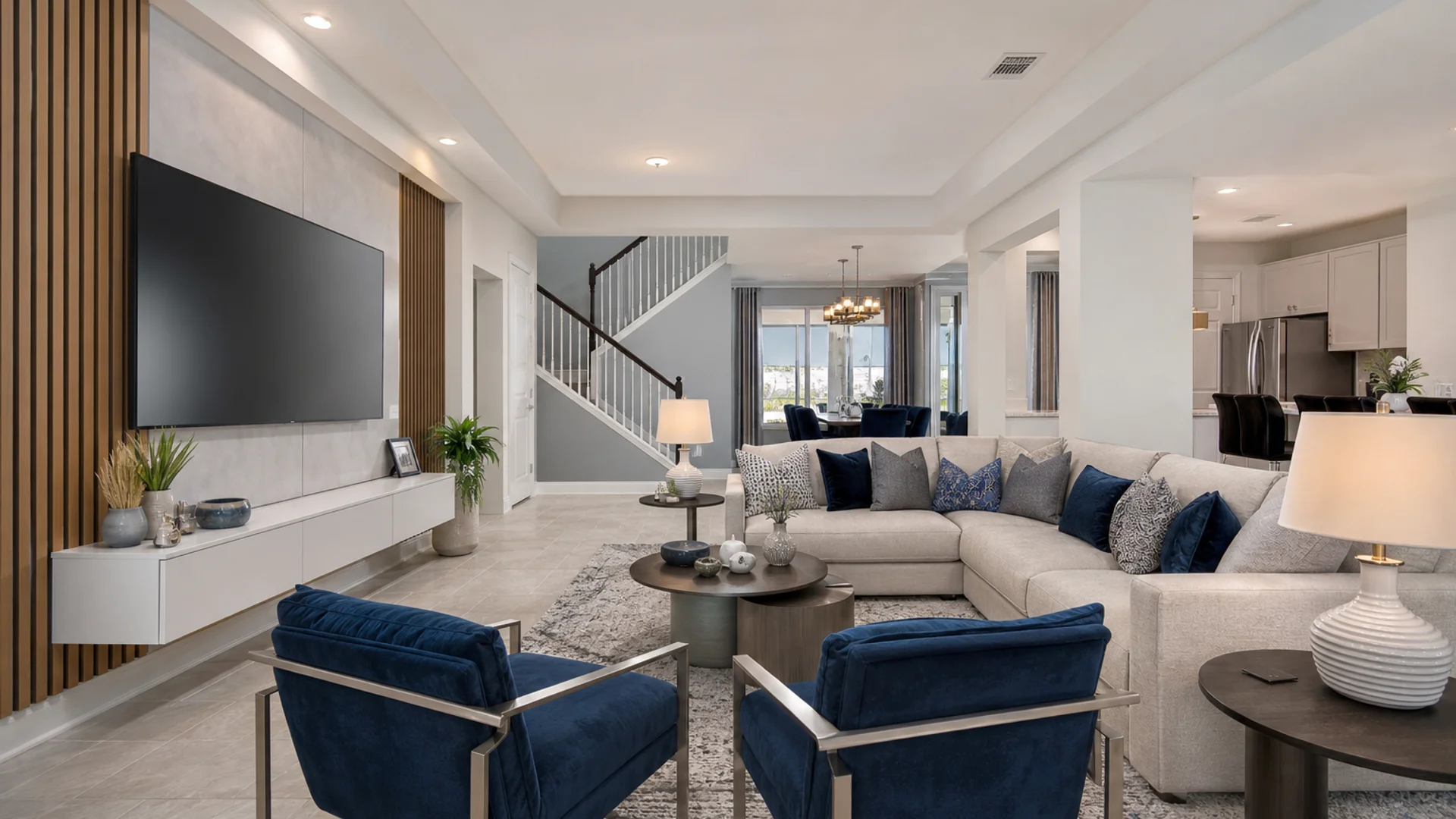 Orlando Airbnb living room furniture included in vacation rental furnishing cost.