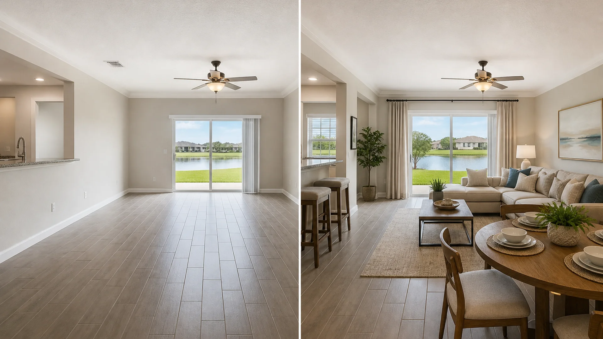 Empty vacation rental transformed into a guest-ready Airbnb setup.