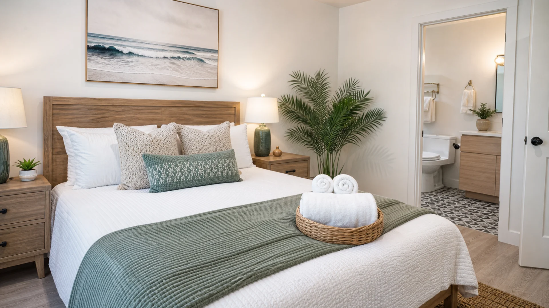 Guest-ready Airbnb room prepared for final setup checklist review.