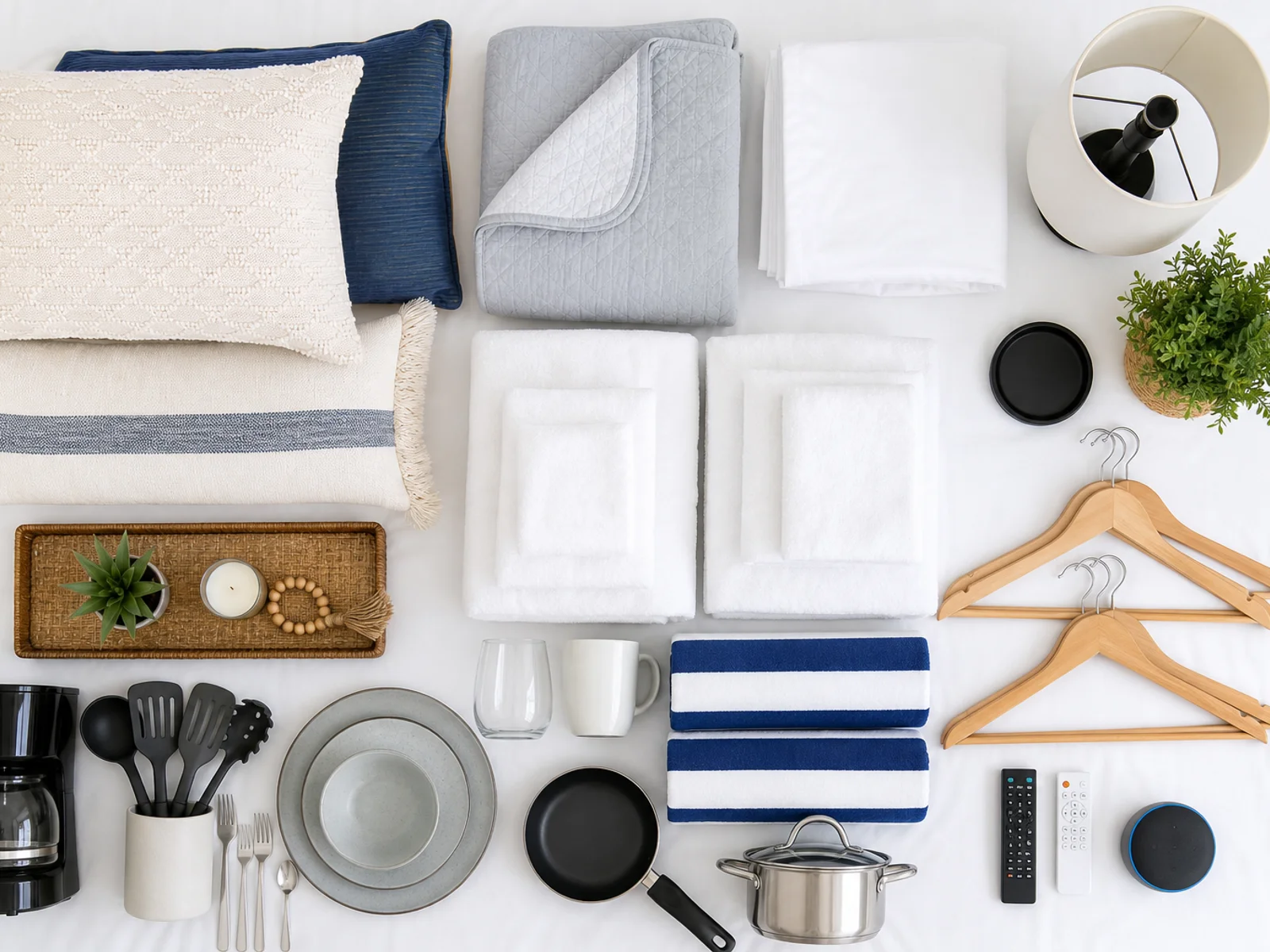 Room-by-room Airbnb setup items for a vacation rental checklist.