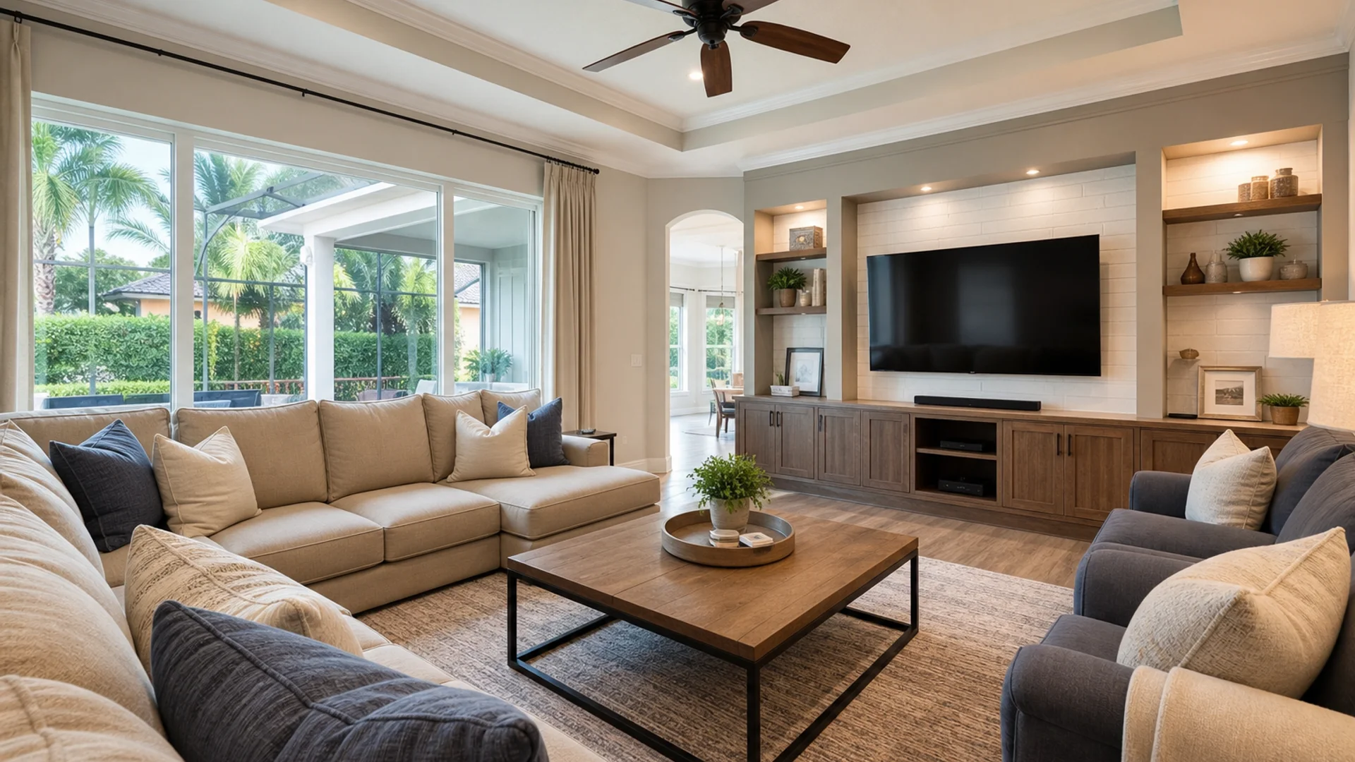 Family-friendly Orlando vacation rental living room setup.