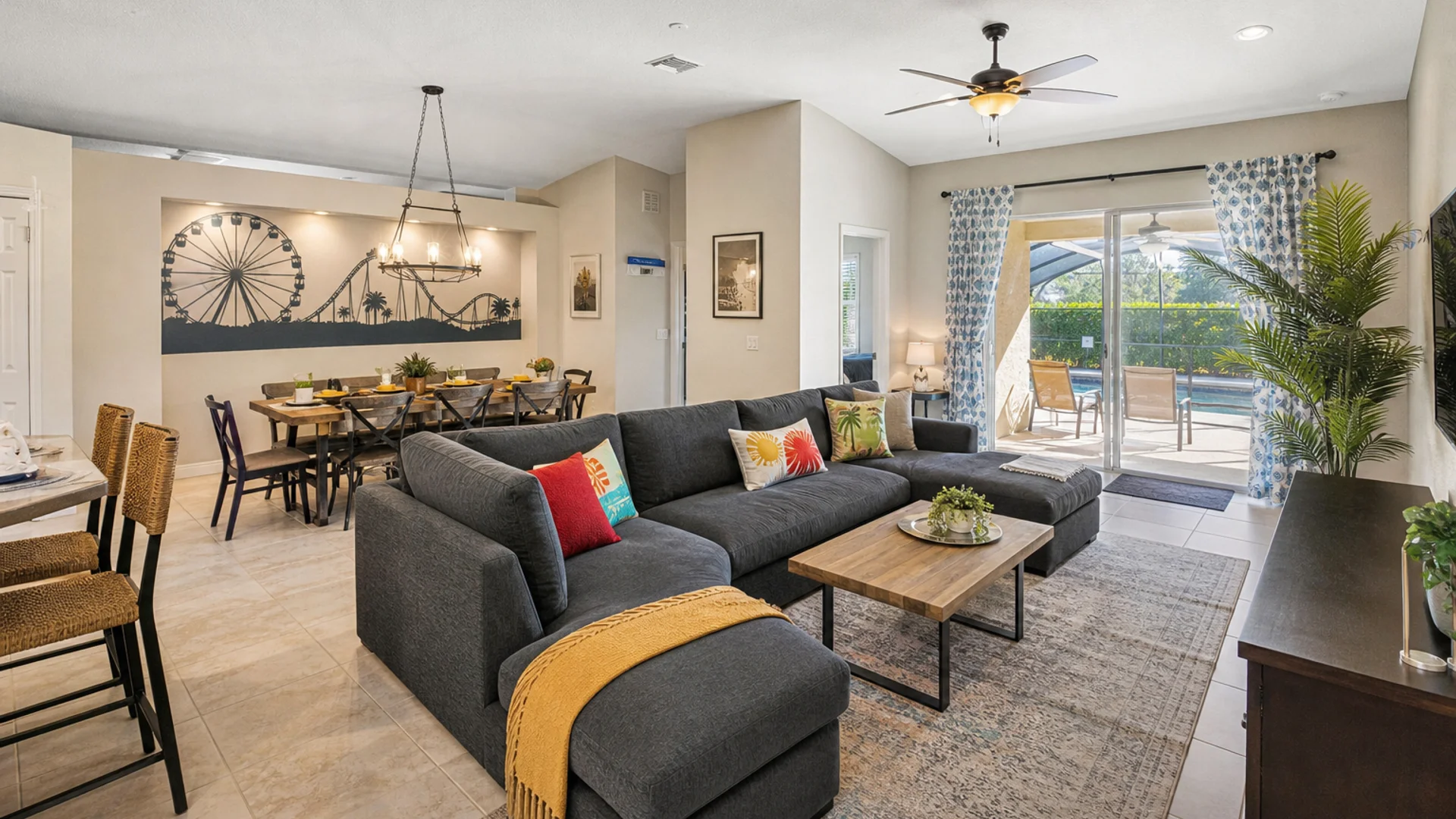 Orlando Airbnb setup with family-friendly vacation rental furniture.
