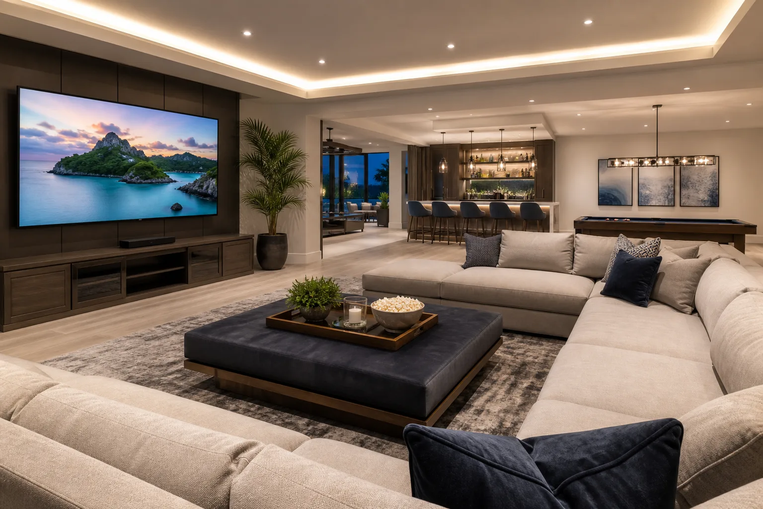 Media Room in a Large Vacation Rental (Not the Same Build as a Theater Room)