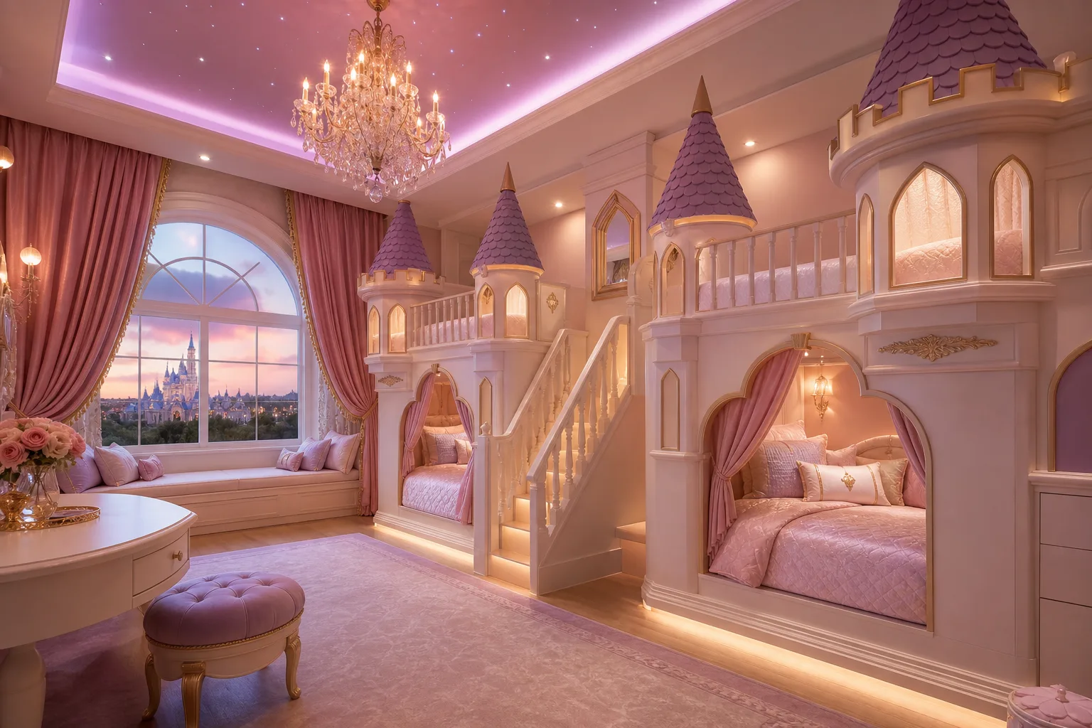 Princess-Themed Airbnb Room (Storybook Build, Listing Carousel Photo, STR-Grade Durability)