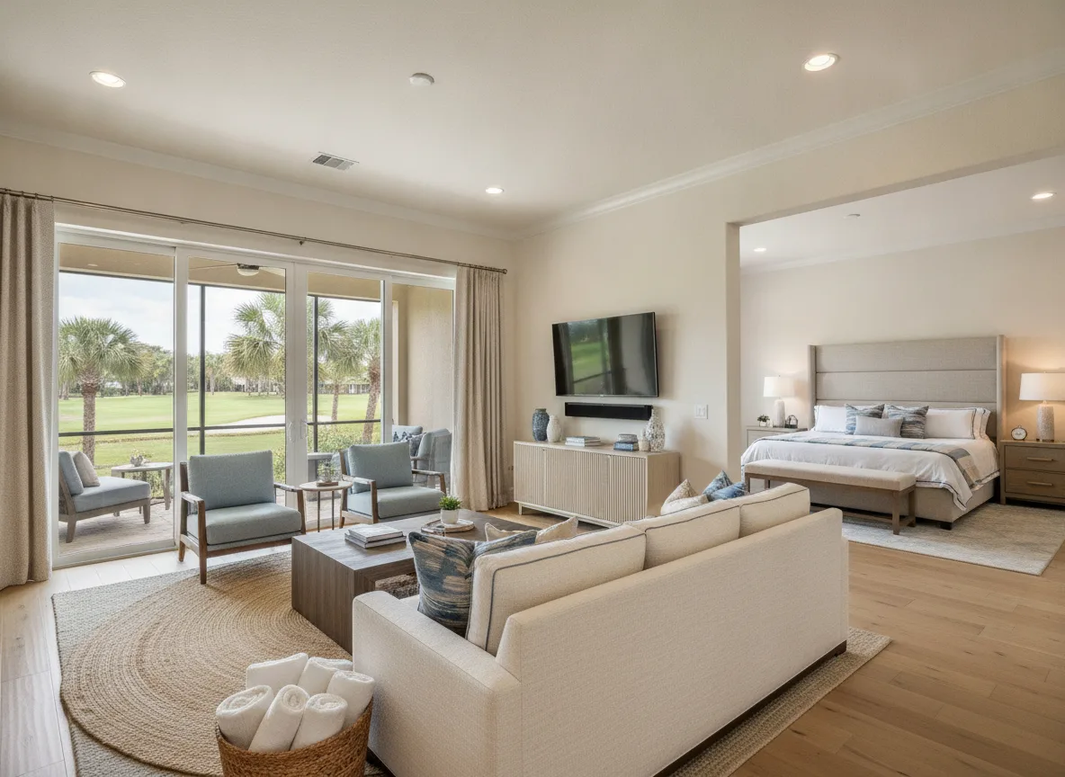 Orlando area vacation rental: Primary and great room finish (step 3)