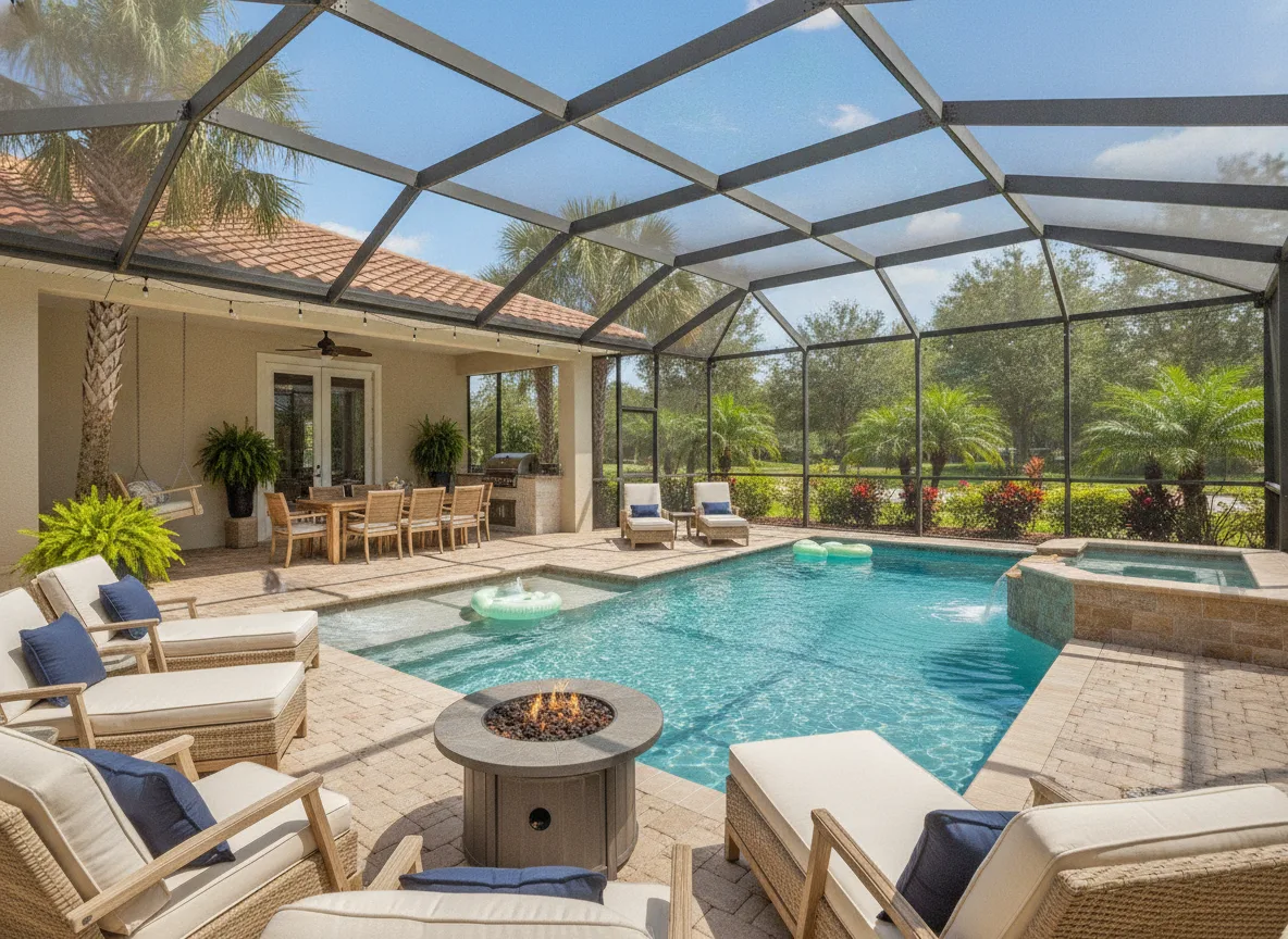 Outdoor and pool deck (step 4)