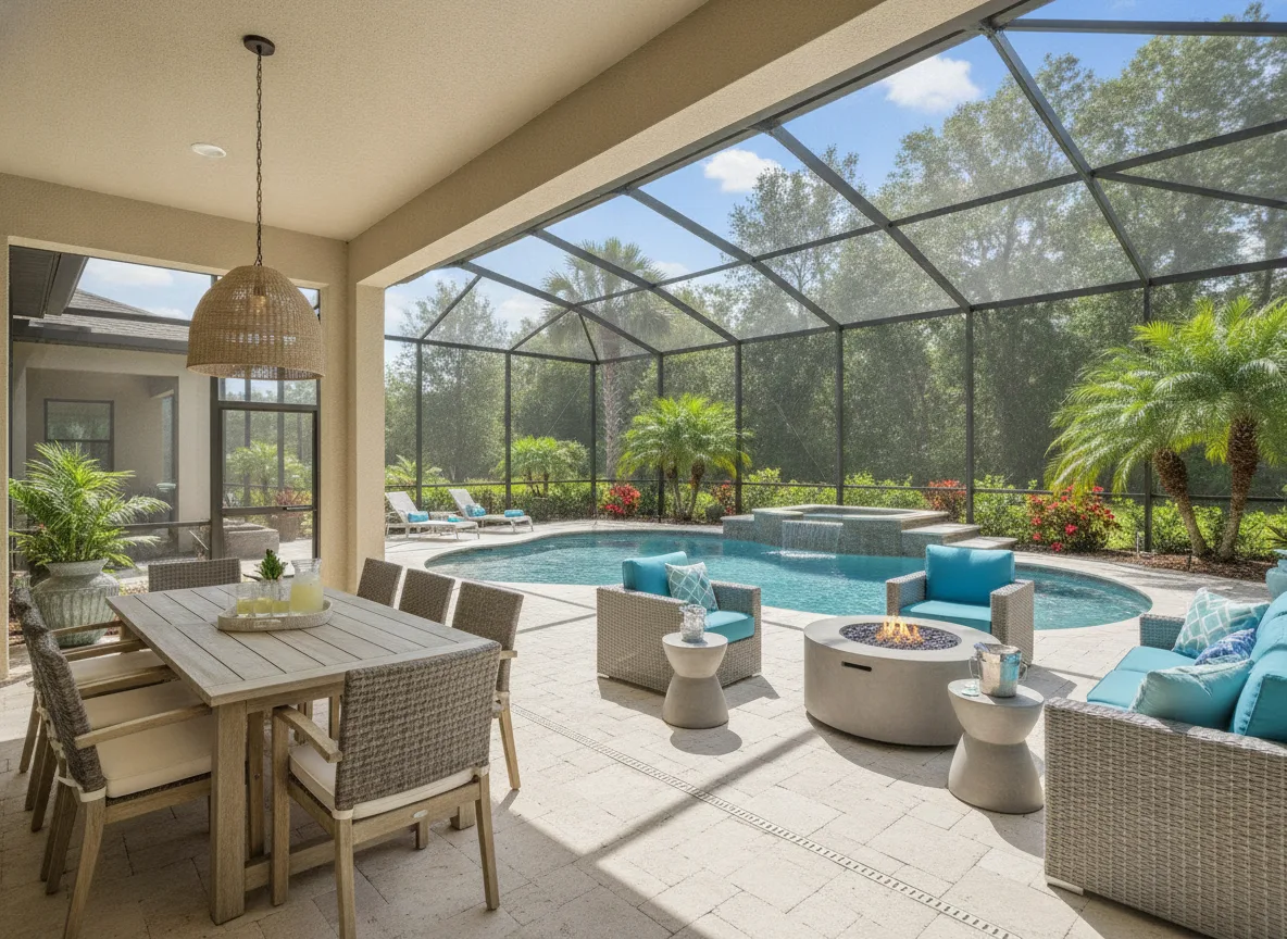 Outdoor and pool deck (step 4)