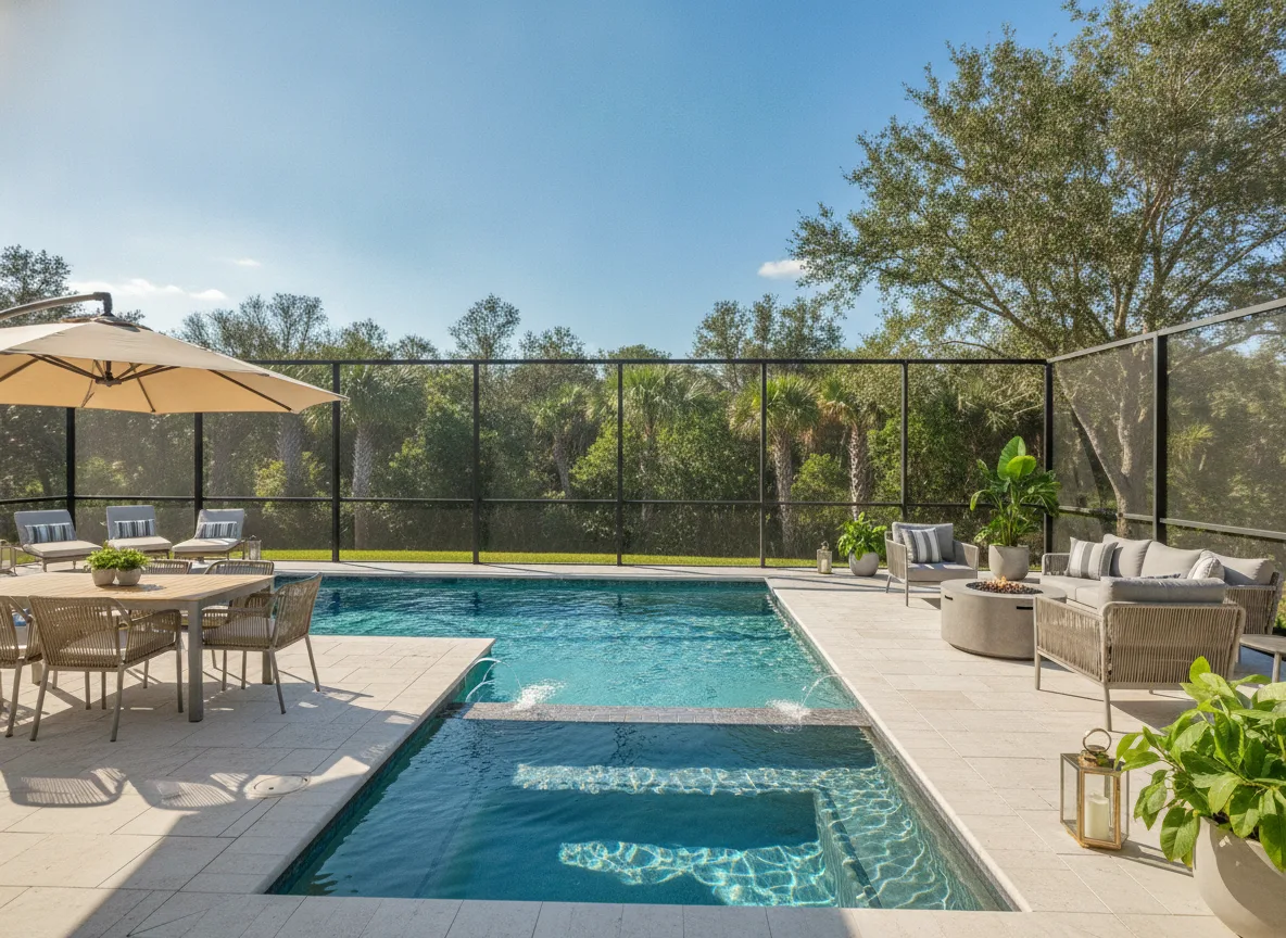 Outdoor and pool deck (step 4)