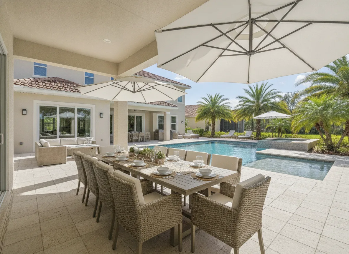 Orlando area vacation rental: Outdoor dining for the group (step 3)