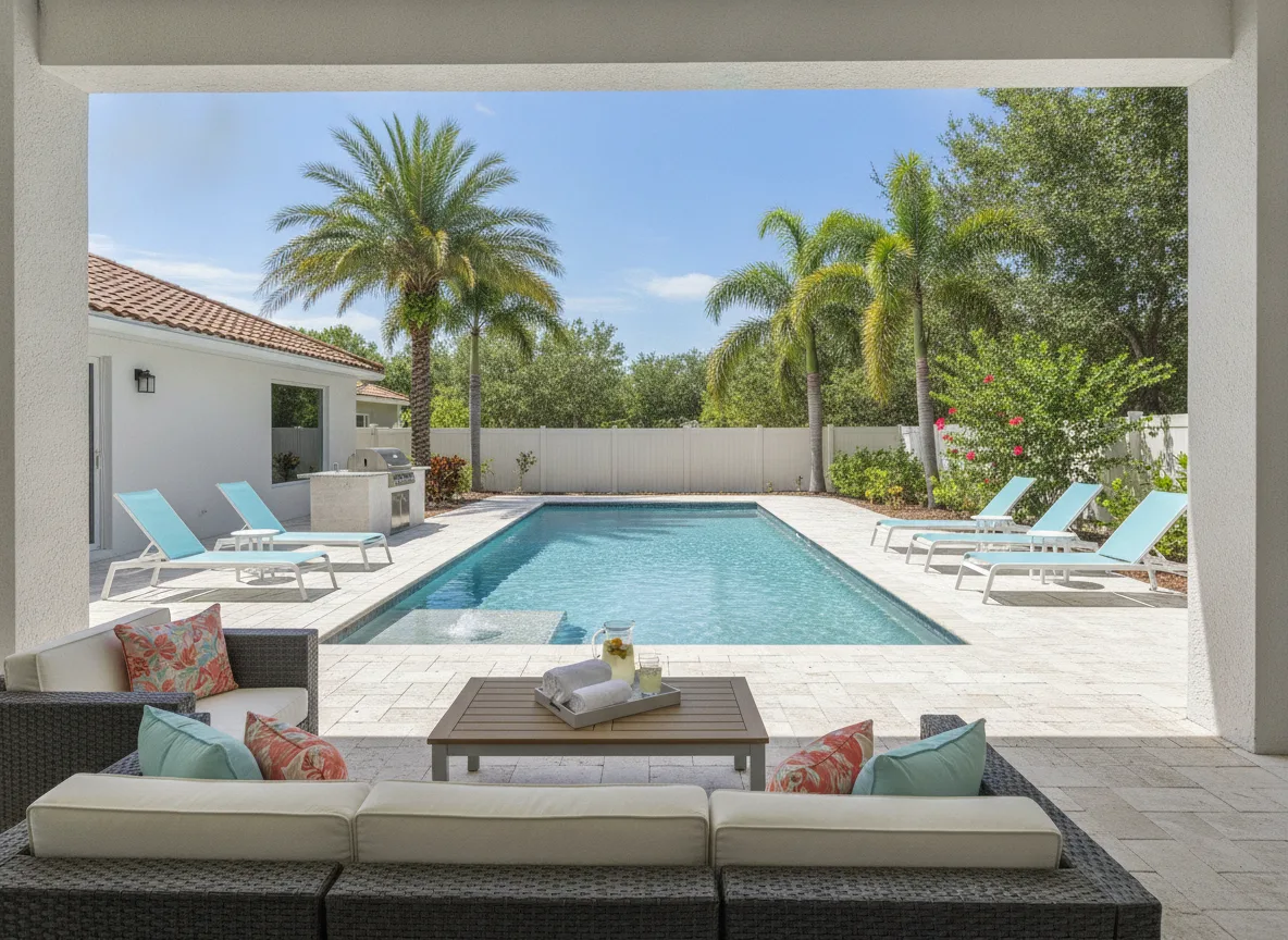 Outdoor and pool deck (step 4)