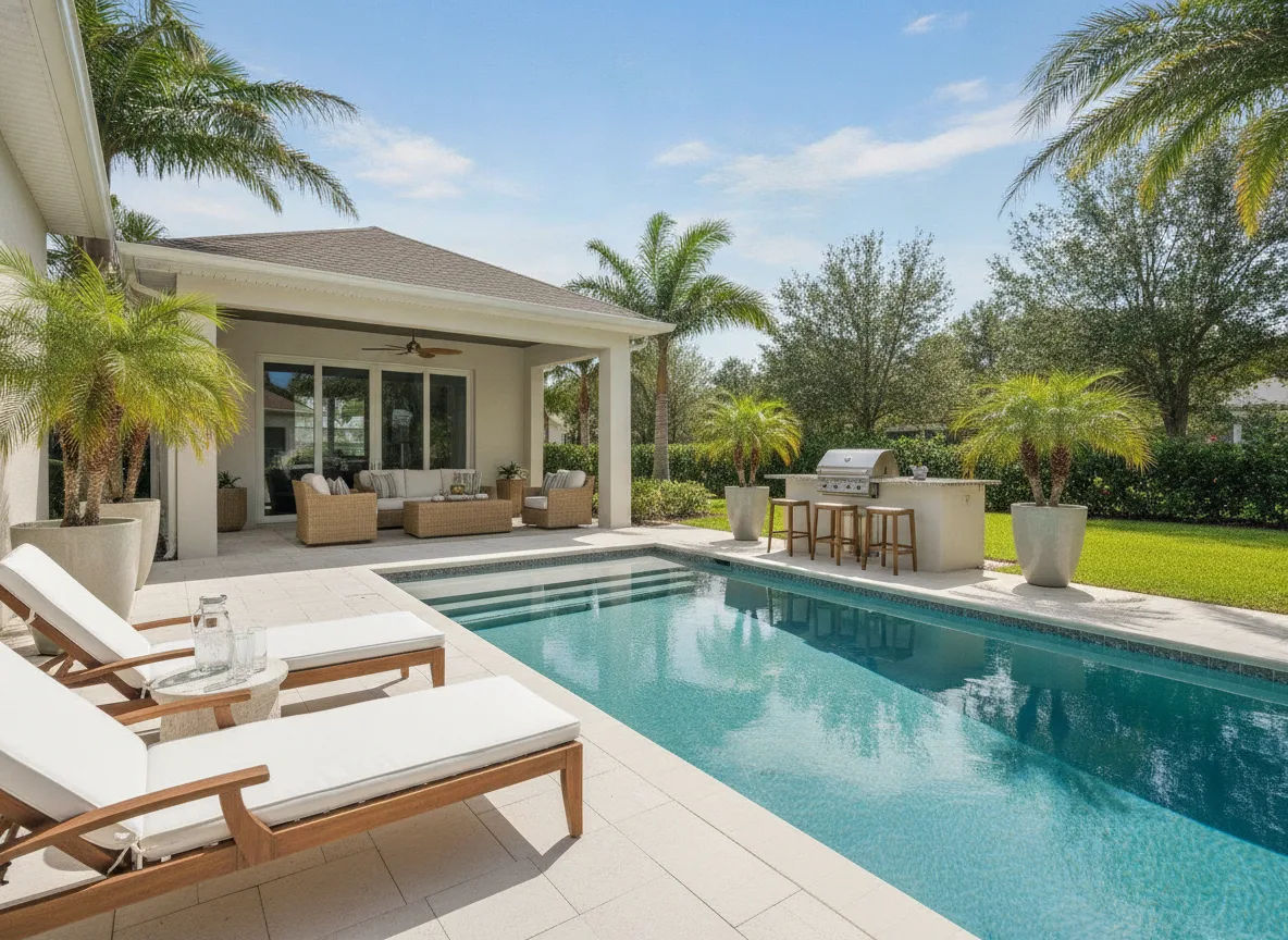 Orlando area vacation rental: Outdoor and pool deck (step 4)