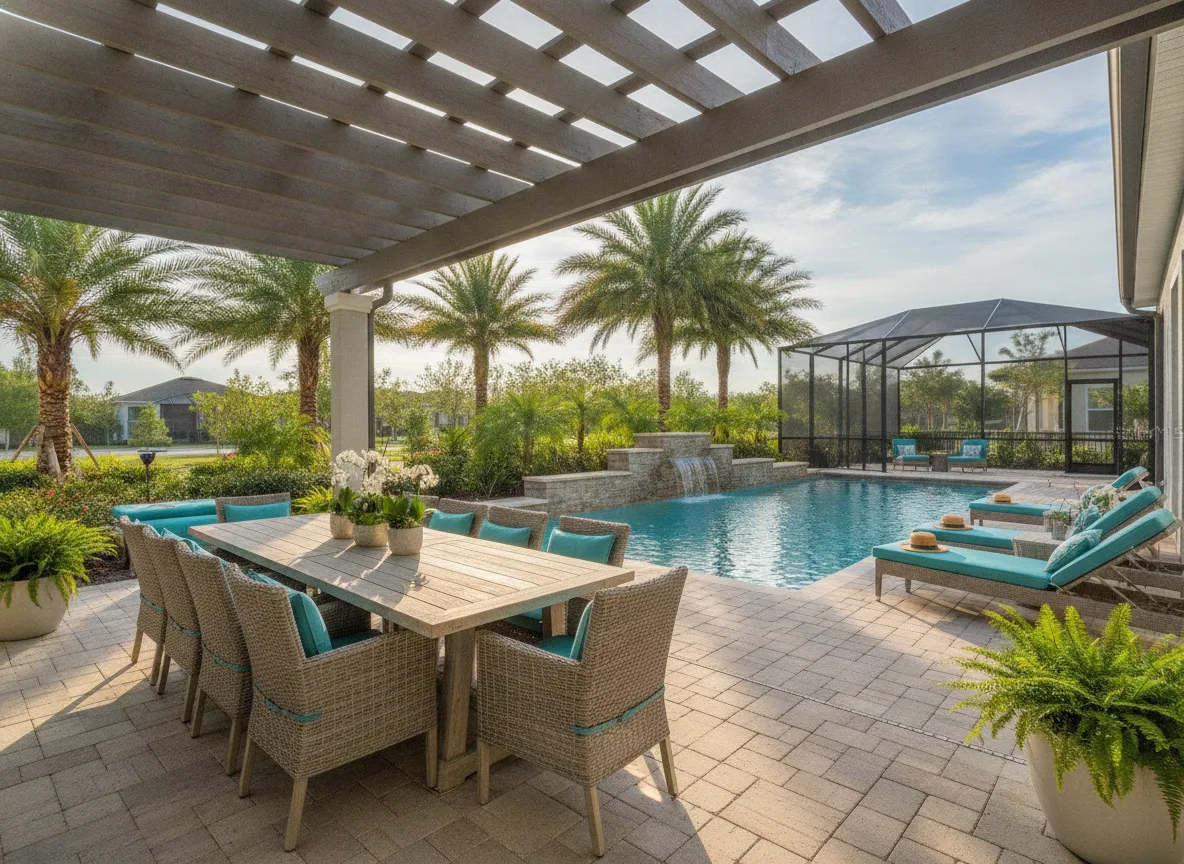 Orlando area vacation rental: Outdoor and pool deck (step 4)