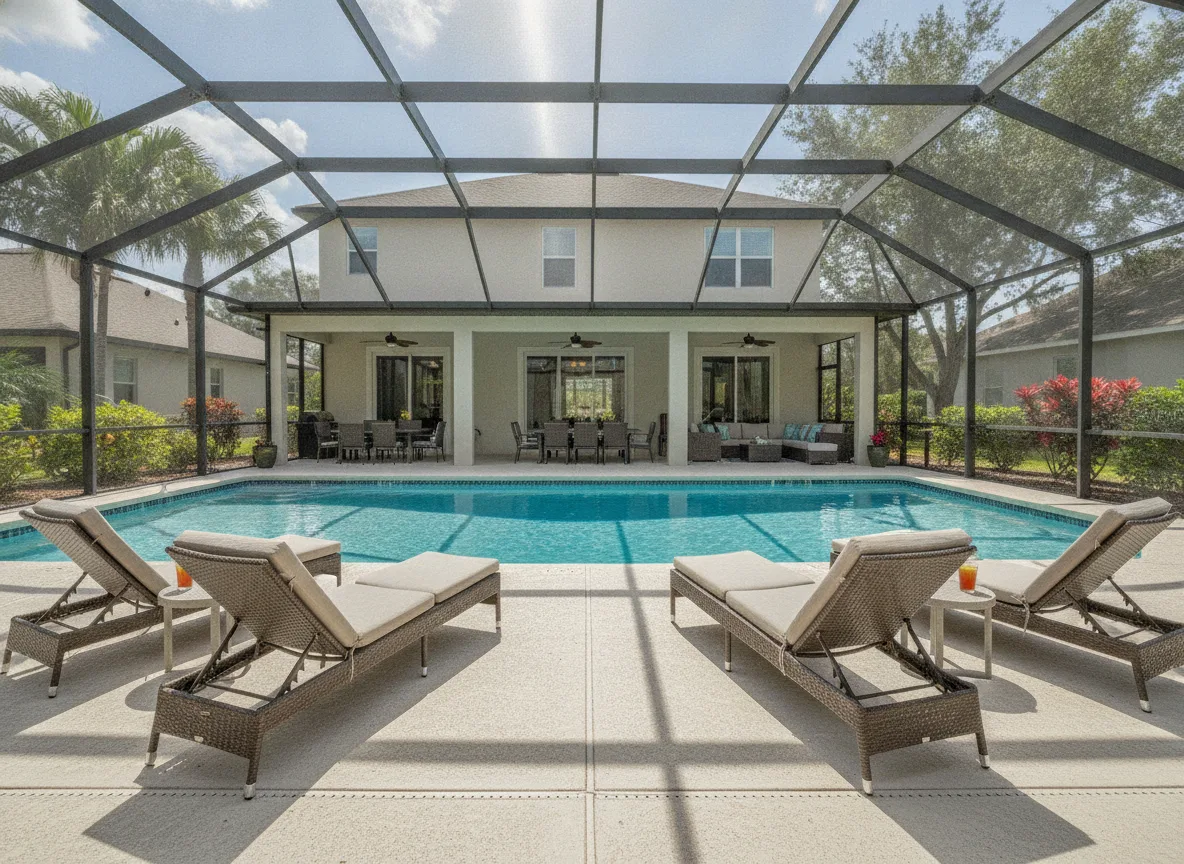 Empty pool deck ready for furniture - Orlando area
