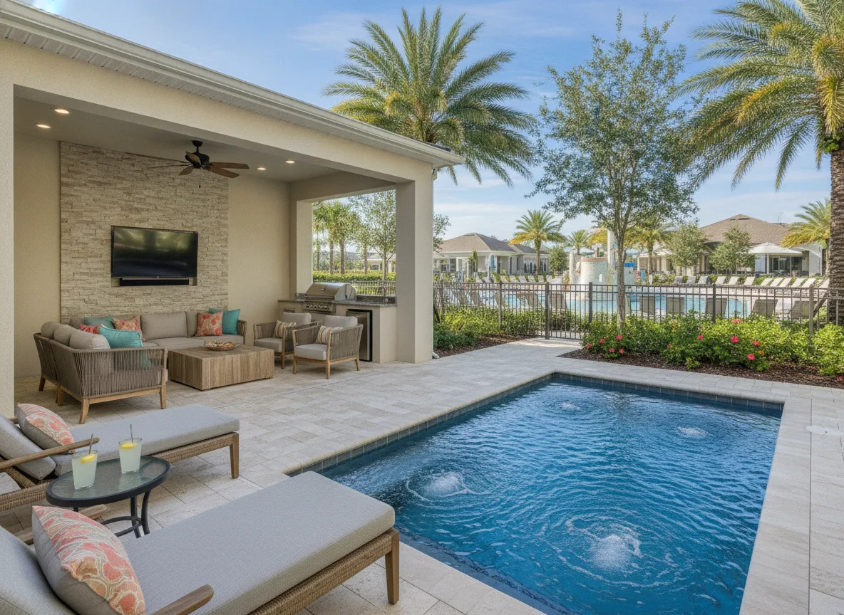 Outdoor and pool deck (step 4)