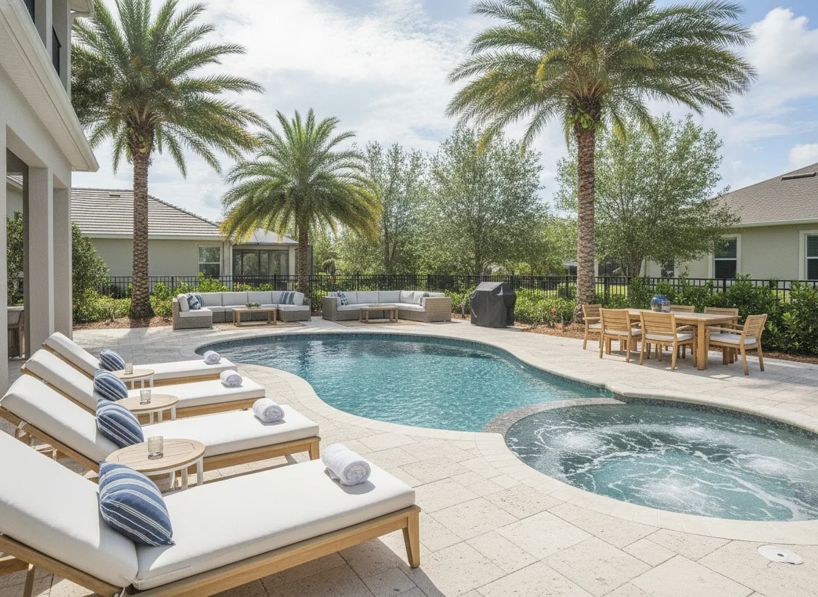 Outdoor and pool deck (step 4)