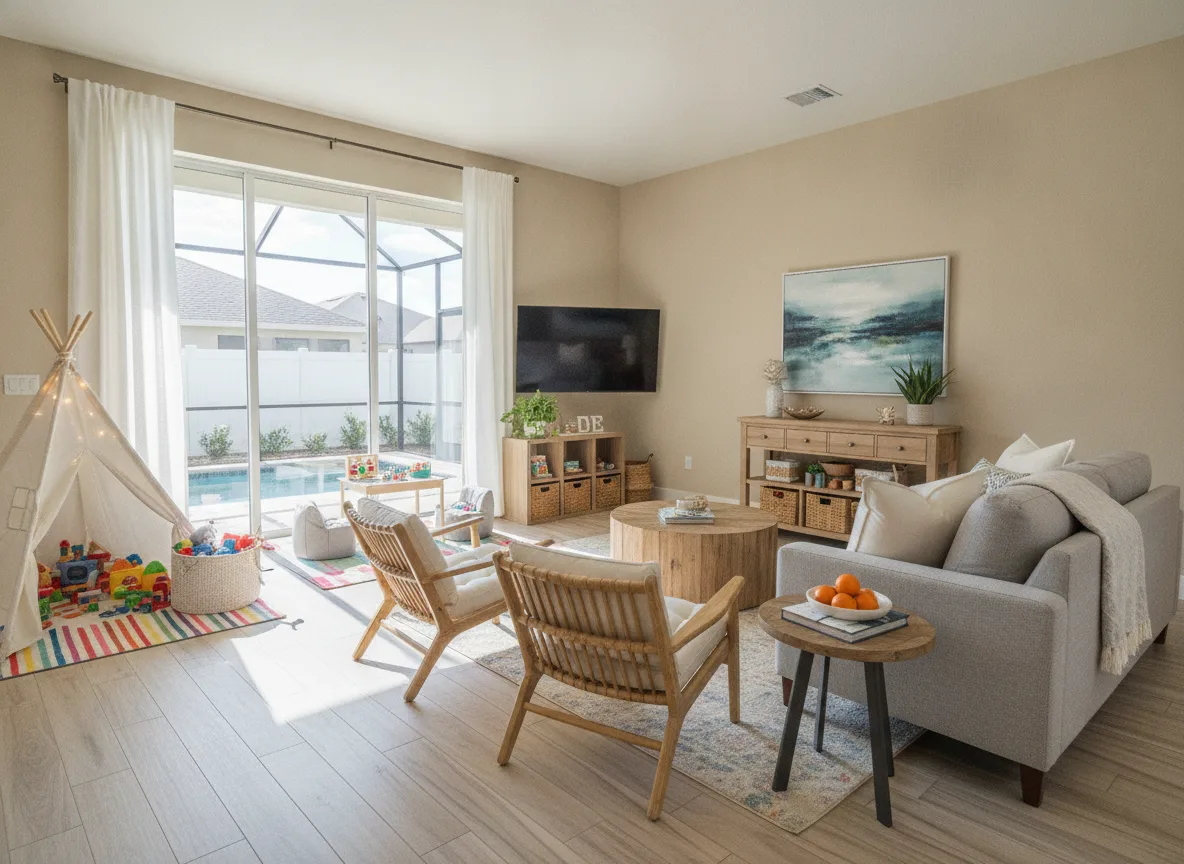 Orlando area vacation rental: Seating cluster (step 4)