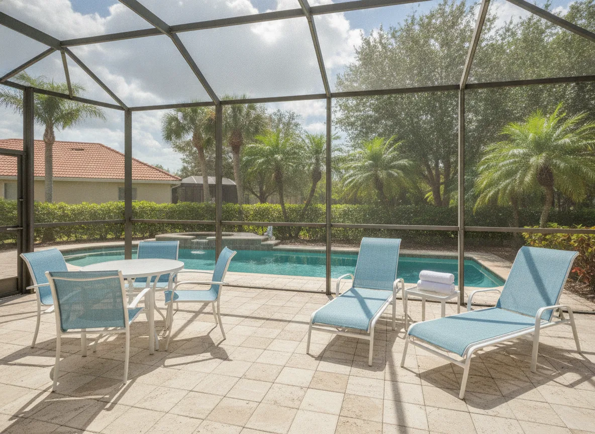 Orlando area vacation rental: Outdoor and pool deck (step 4)