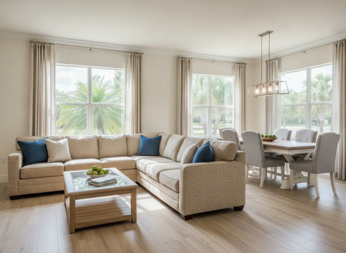 Orlando area vacation rental: Performance fabric everywhere guests sit (step 4)