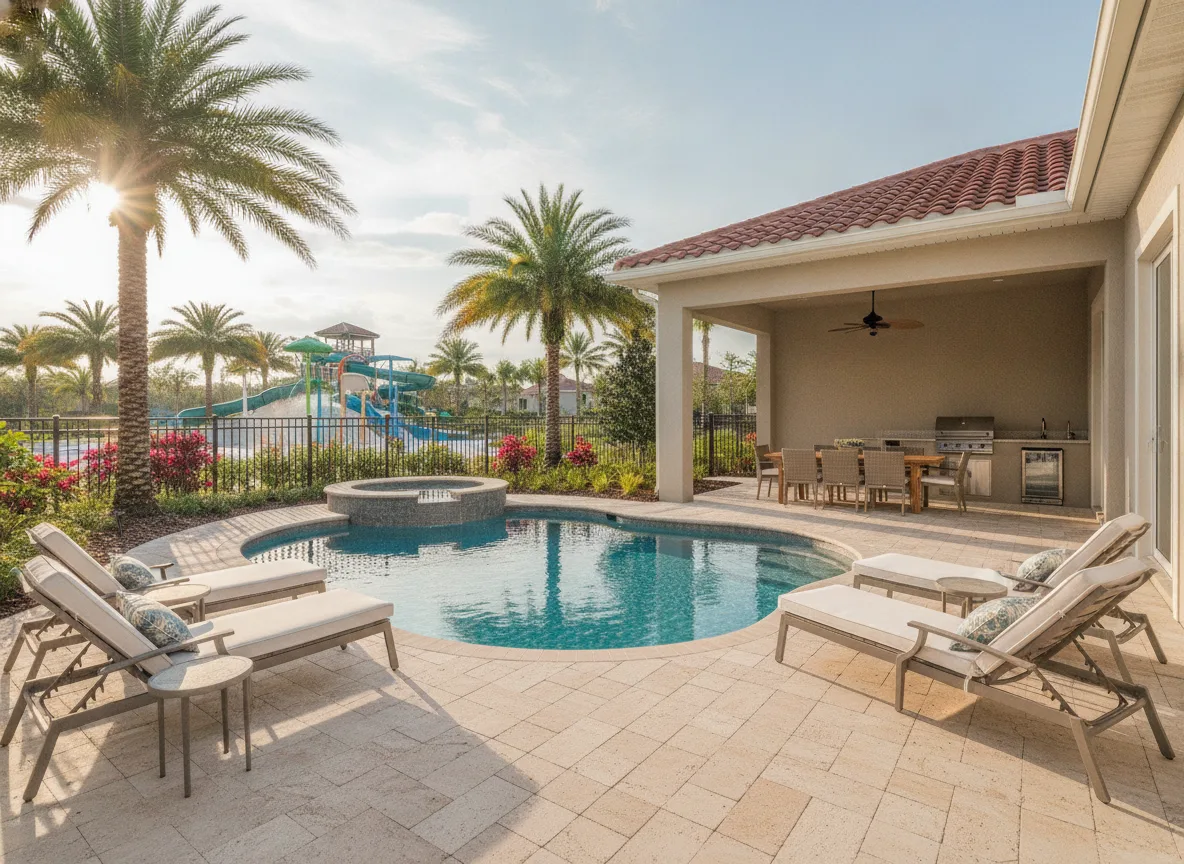 Orlando area vacation rental: Outdoor and pool deck (step 4)
