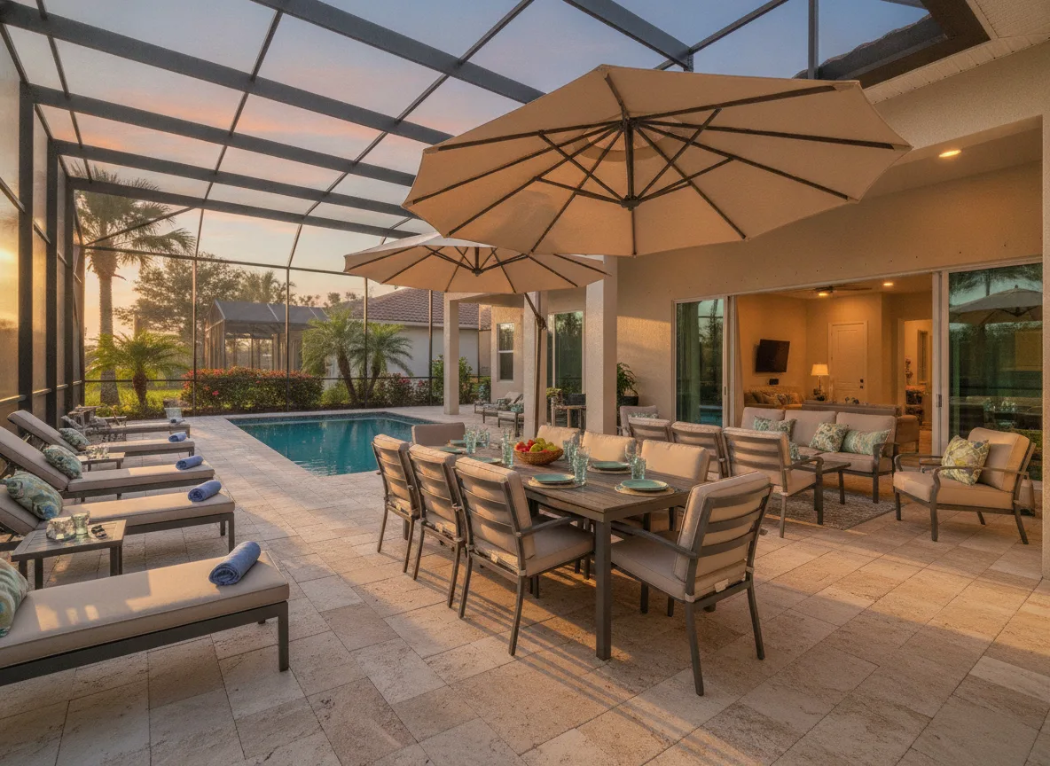 Orlando area vacation rental: Outdoor and pool deck (step 4)