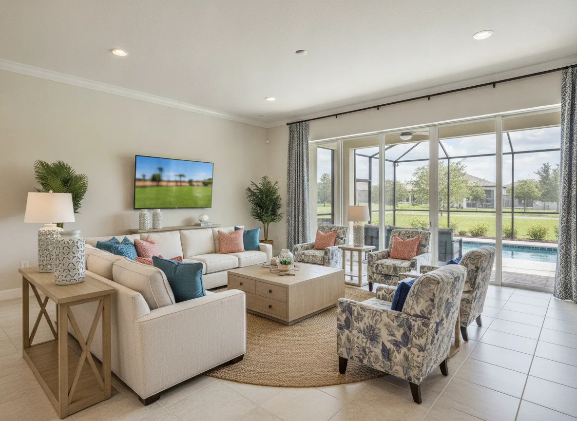 Orlando area vacation rental: Great room seating math (step 2)