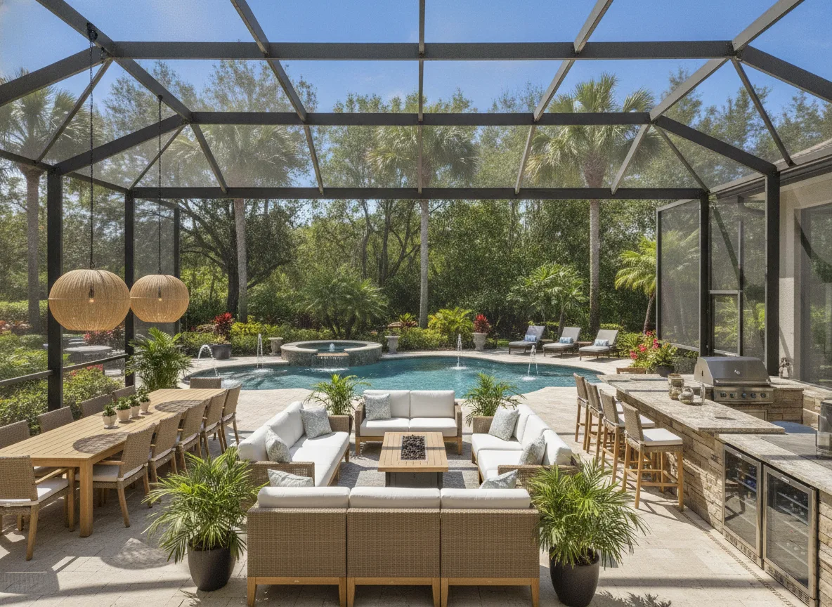 Orlando area vacation rental: Outdoor and pool deck (step 4)
