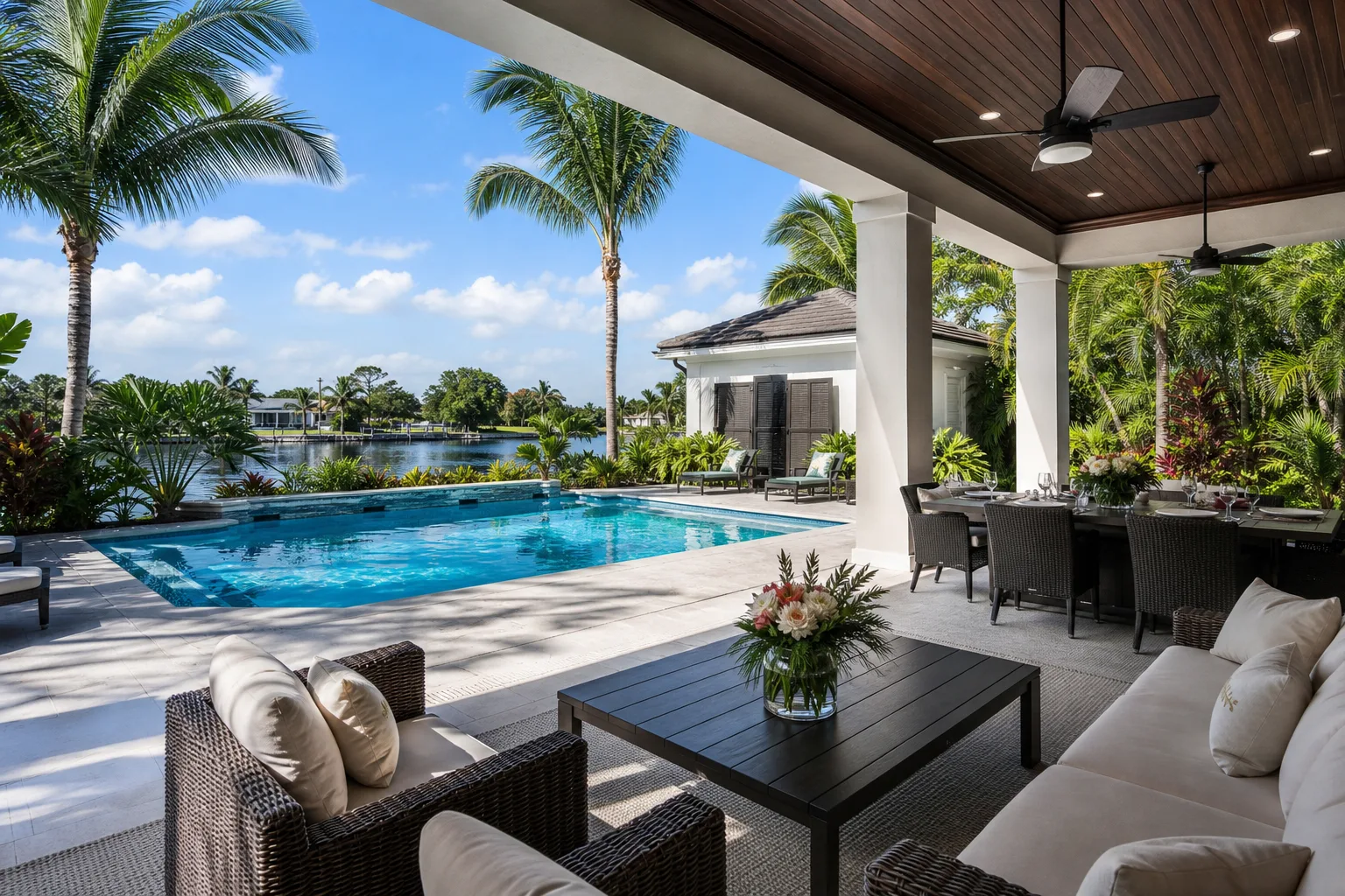 Empty pool patio ready for design