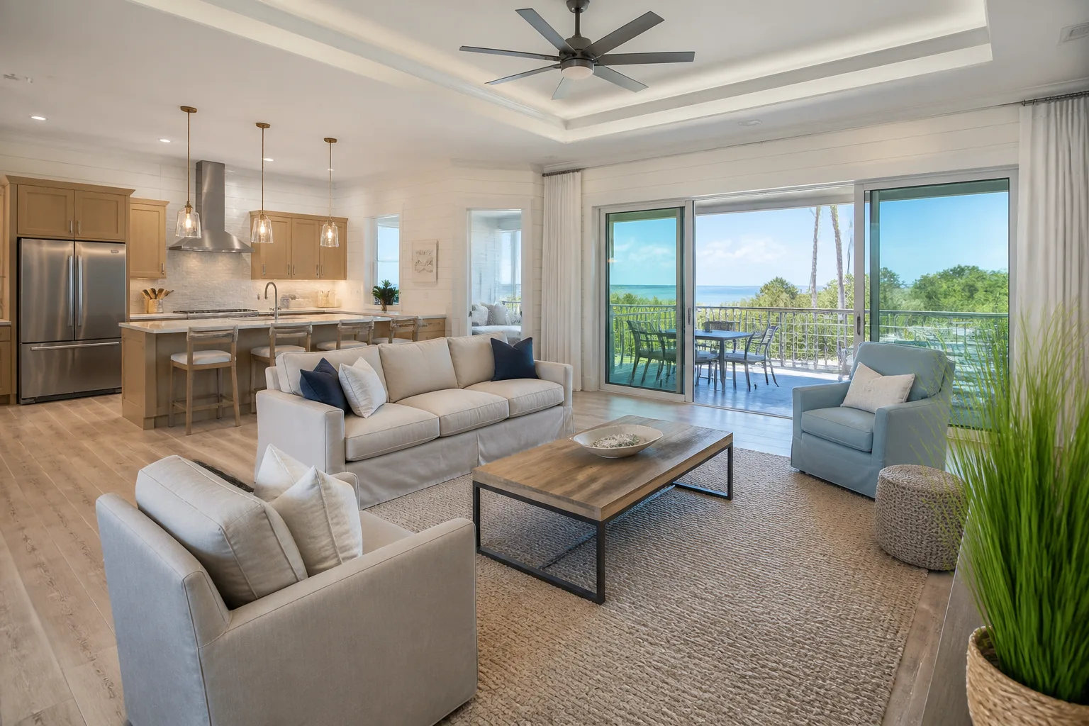 Vacation rental living room and kitchen furnished for Jacksonville, Florida STR