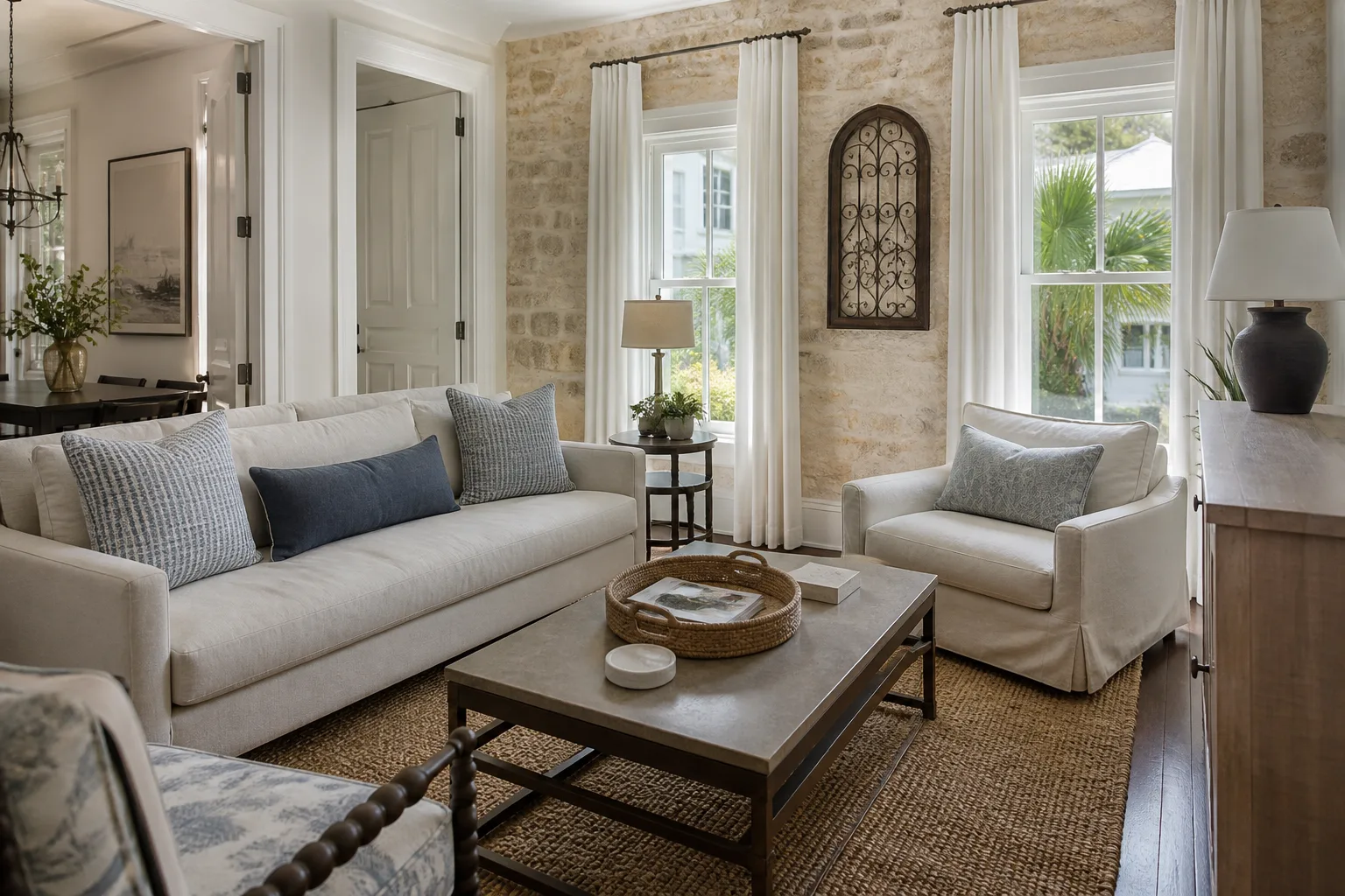 Vacation rental living room furnished for St. Augustine, Florida STR