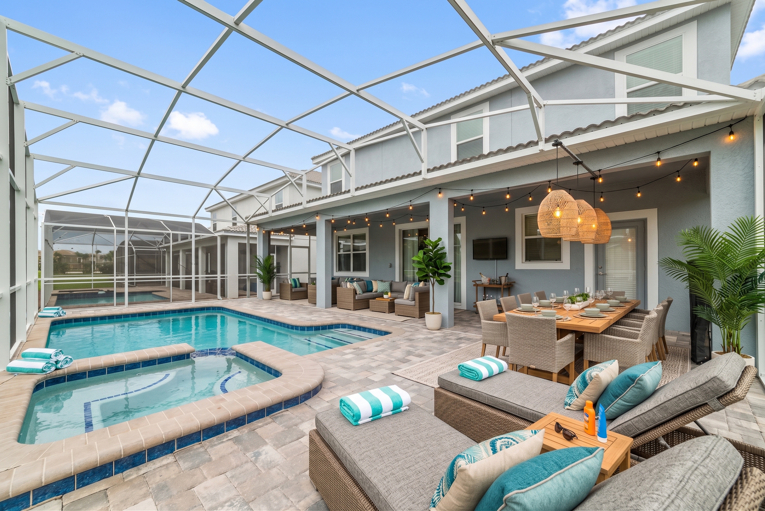 Covered lanai design concept with outdoor furniture