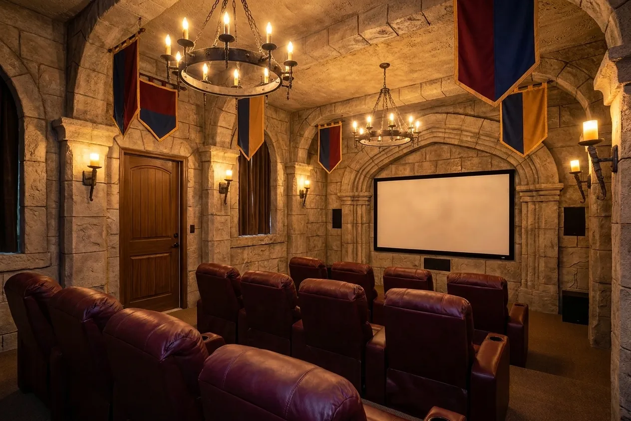 Castle Great Hall theater room design rendering