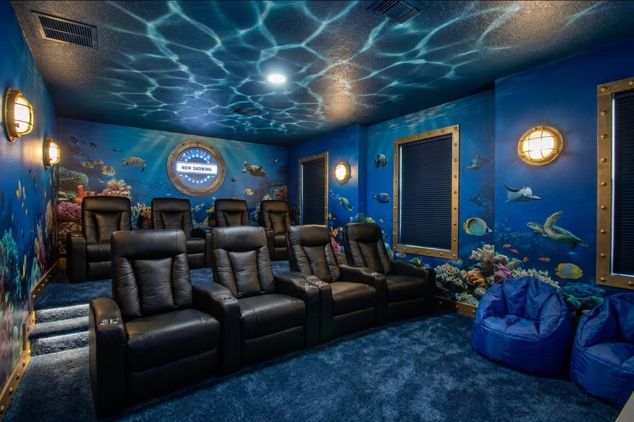 Deep Sea Discovery theater room design rendering