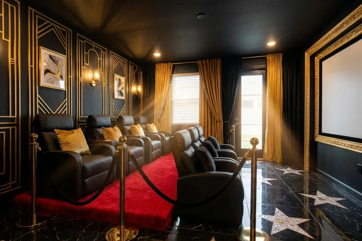 Hollywood Red Carpet theater room design rendering