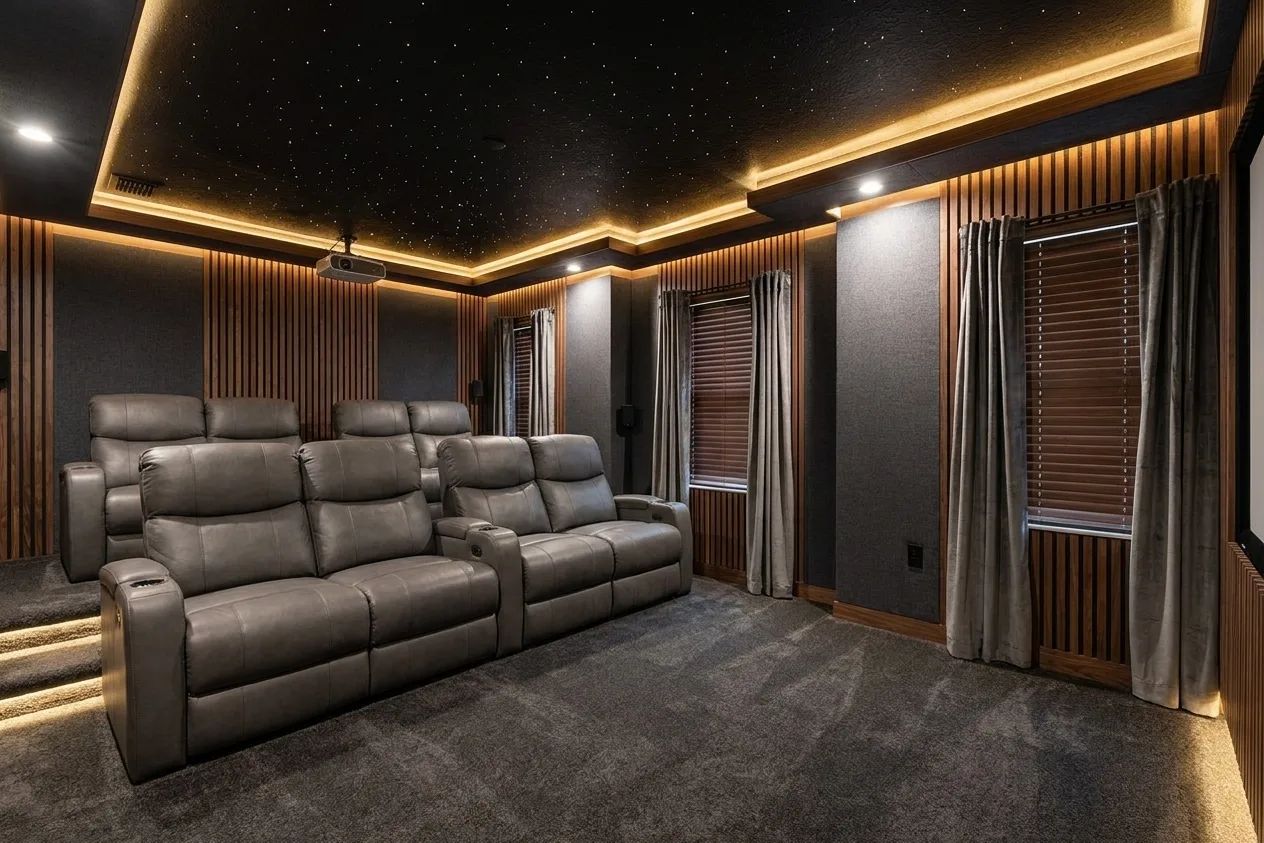 Midnight Screening Lounge theater room design rendering