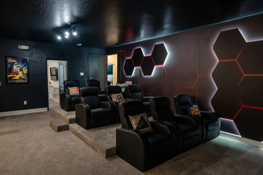 Theater room furnished by Furniture Packages USA at 1443 Butterfly Milkweed