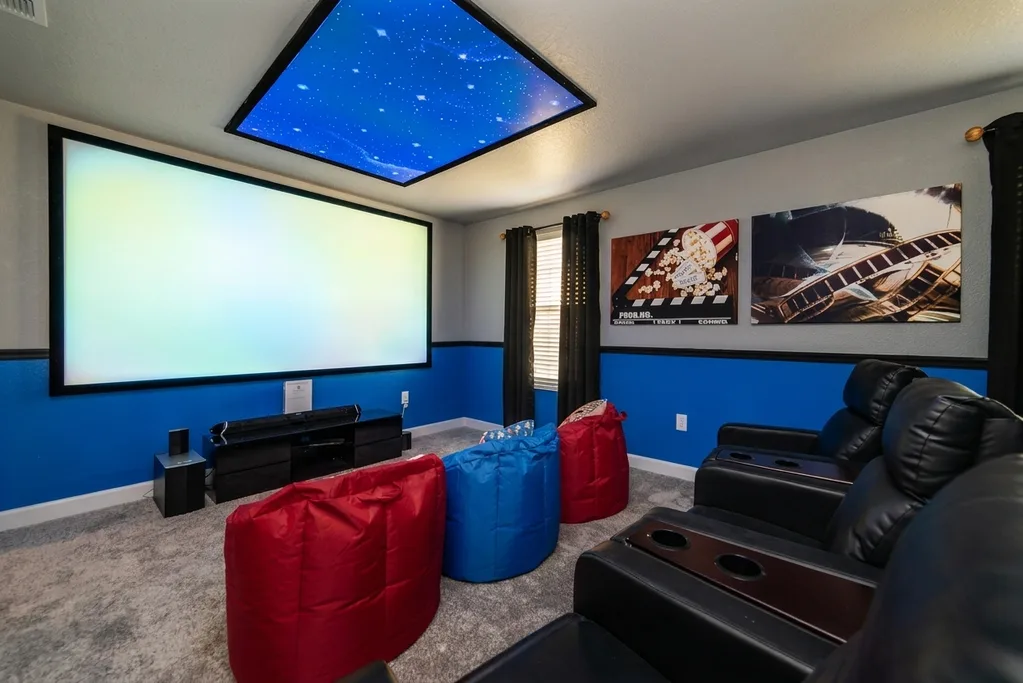 Theater room furnished by Furniture Packages USA at 1575 Palmero Way