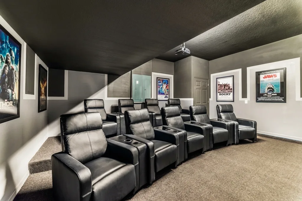 Theater room furnished by Furniture Packages USA at Central Florida vacation home