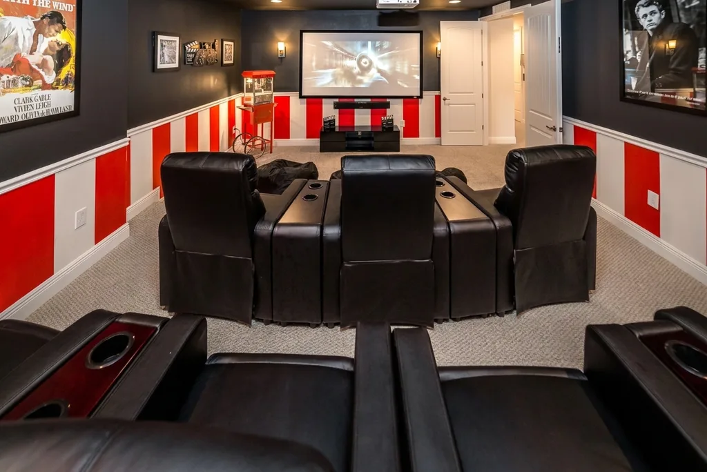 Theater room furnished by Furniture Packages USA at 241 Falls Drive