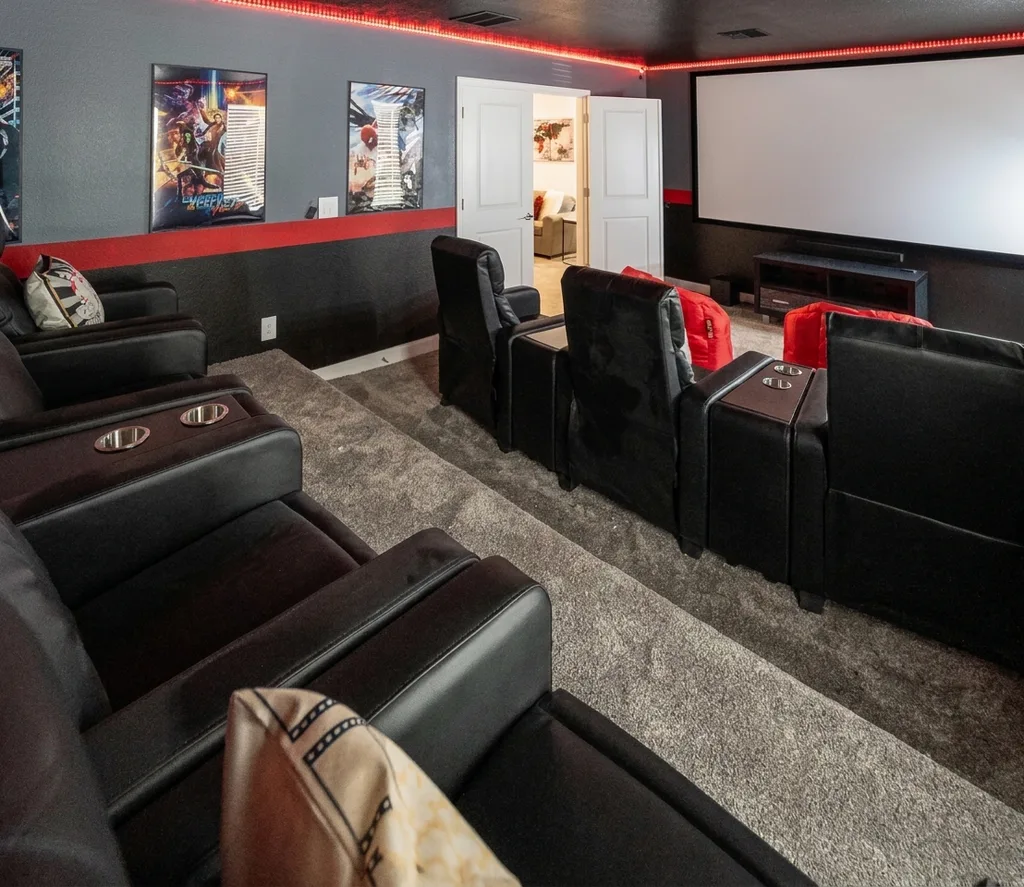 Theater room furnished by Furniture Packages USA at 2964 Penelope Loop