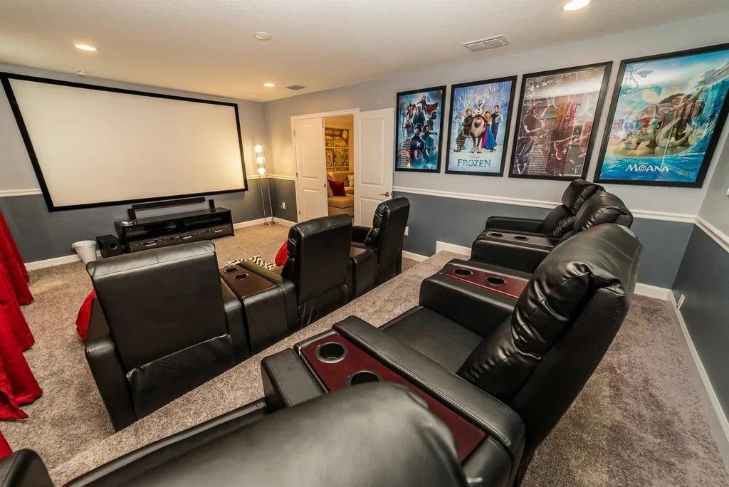 Theater room furnished by Furniture Packages USA at 2967 Fable Street