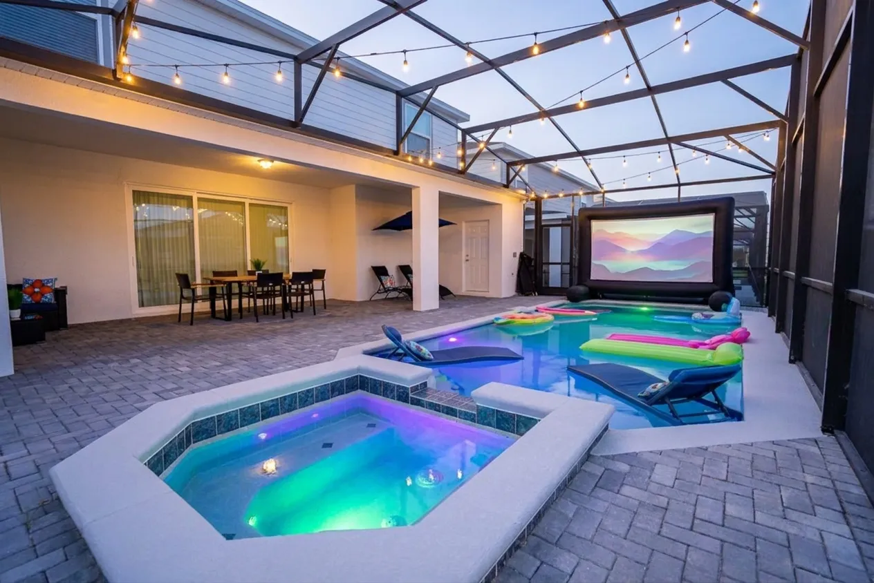 Dive-In Pool Cinema outdoor pool theater design rendering
