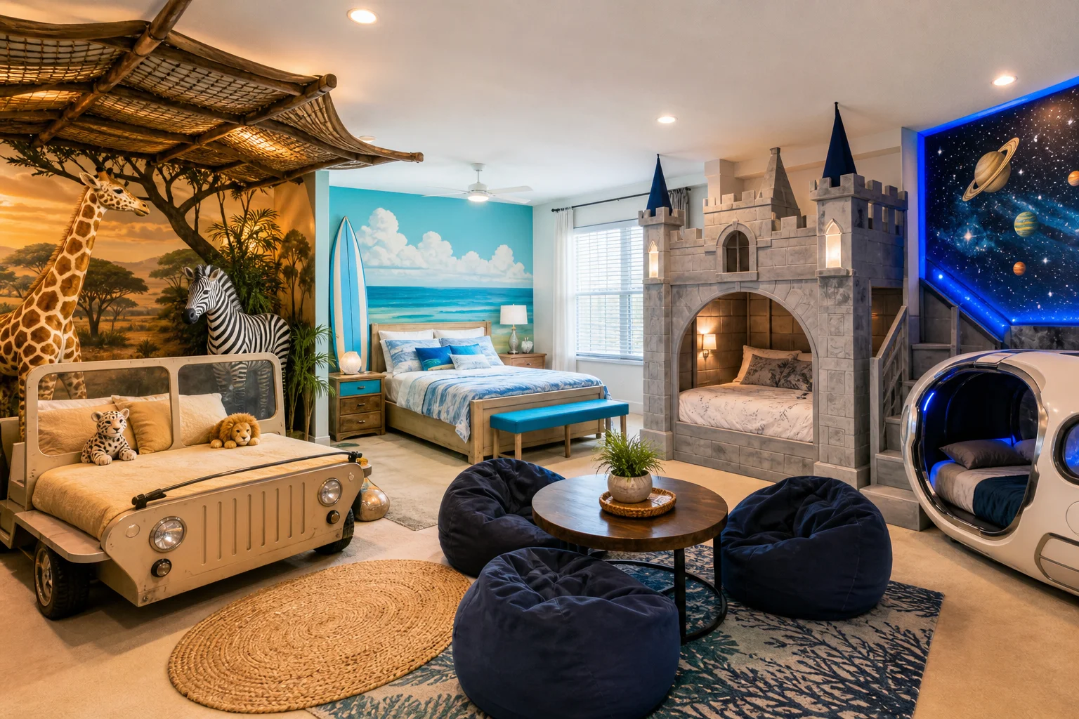 Airbnb theme room ideas for Florida vacation rentals.