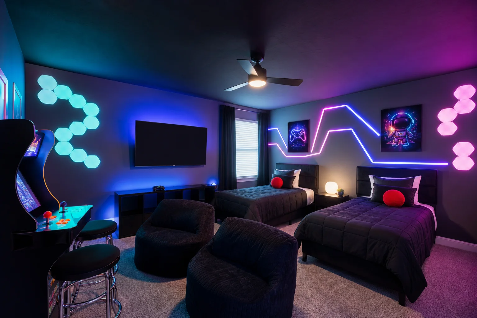 Movie night themed kids room in luxury vacation rental estate