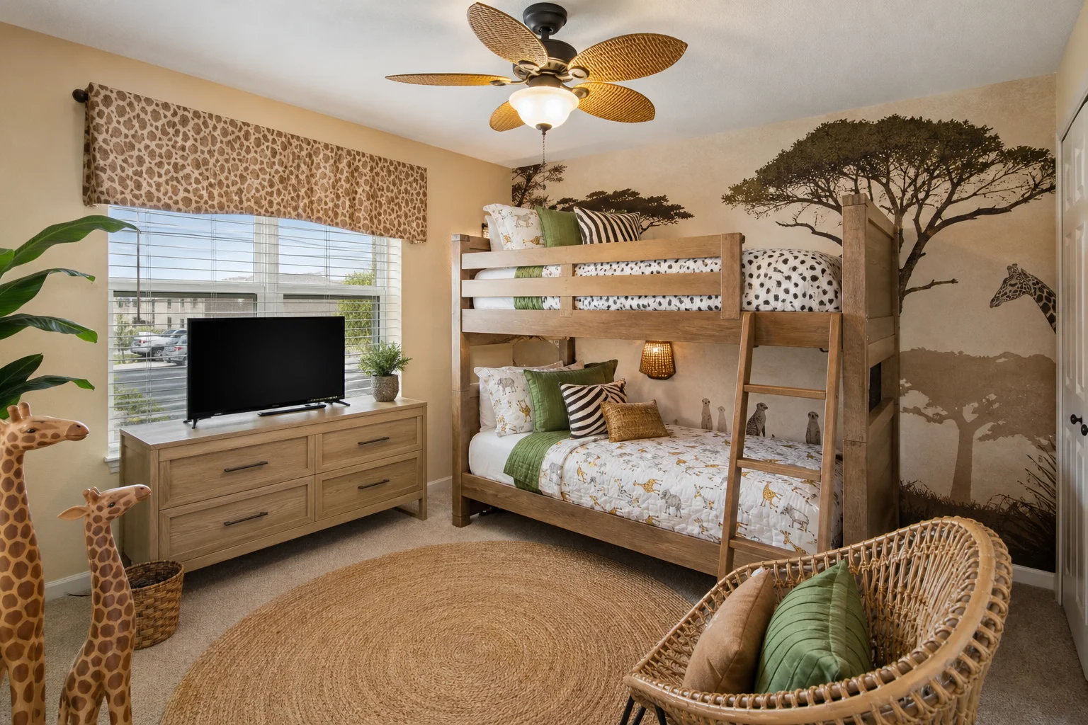 Safari and jungle themed kids room for Orlando STR listings